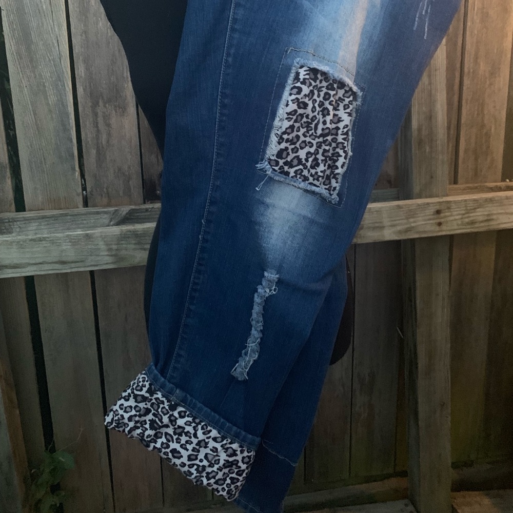 L&B leopard patch jeans